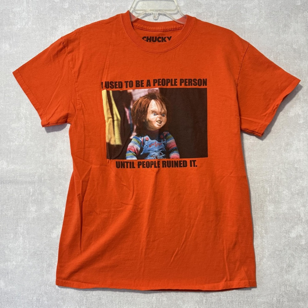 Chucky Shirt Mens Medium Orange People Person Horror Movie Graphic Tee‎